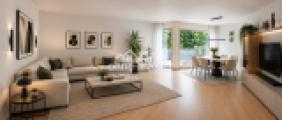 Wohnzimmer - KI Bild möbliert