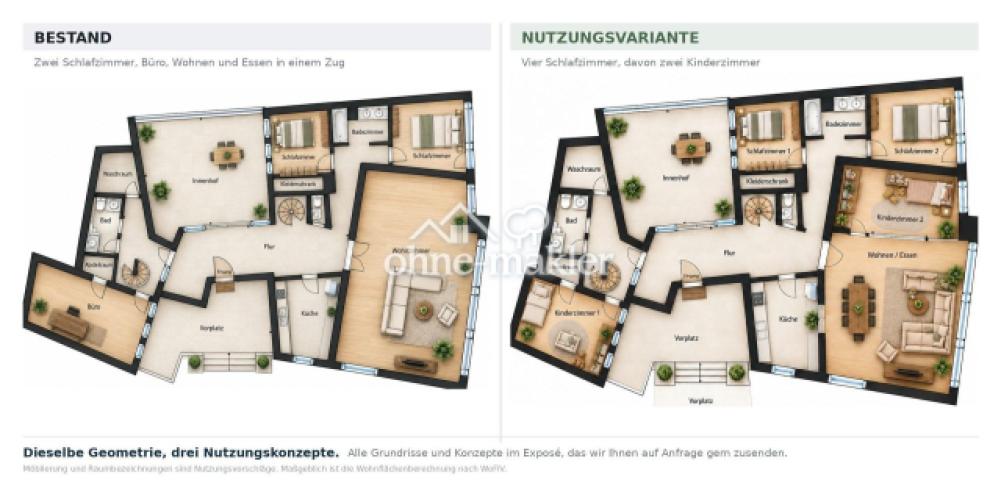 Grundriss Bestand und Variante