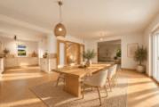 Wohnbereich mit Esszimmer KI-gestützt visualisiert