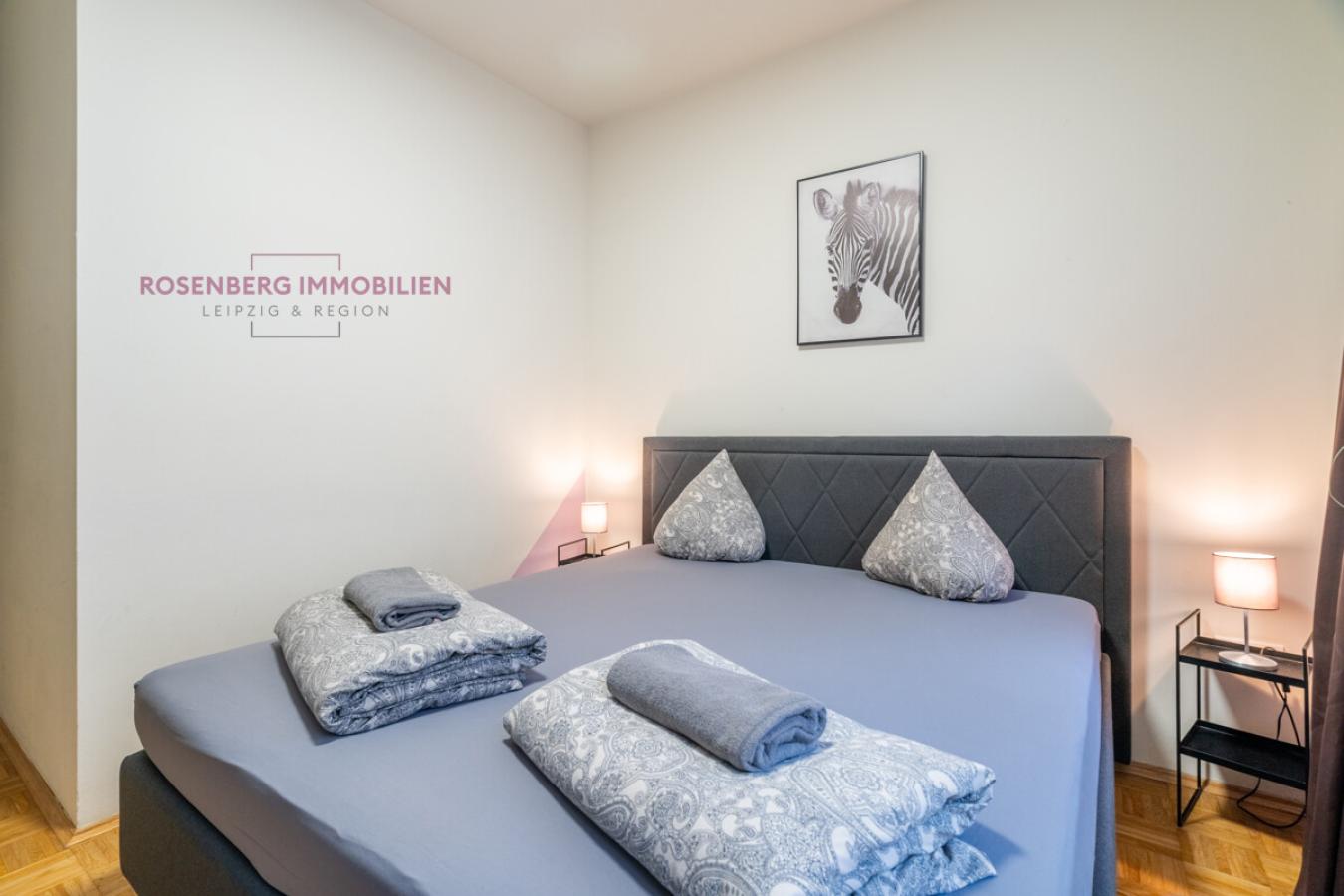 Möblierte 2-Zimmer-Wohnung mit Garten in Leipzig-Mockau zu vermieten_Schlafzimmer