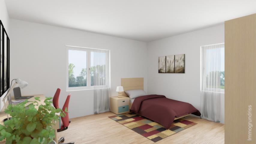 Schlafzimmer - Virtuell bearbeitet (KI-generiert) - Wohnung wird unmöbliert übergeben