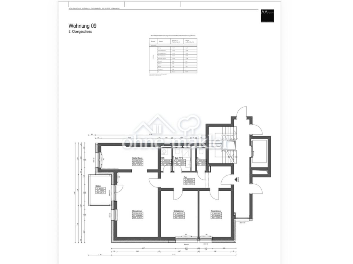 Grundriss Wohnung 9 im 2. OG