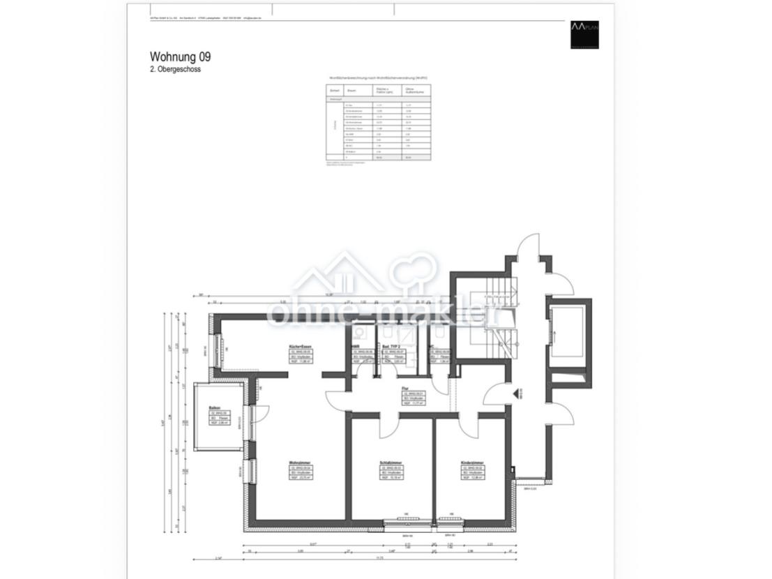 Grundriss Wohnung 9 im 2. OG