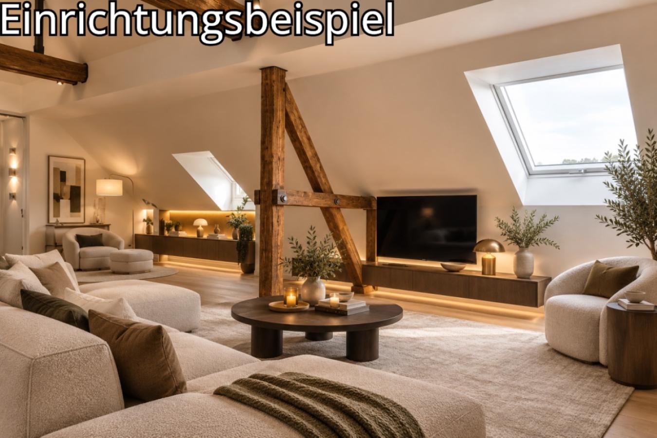 Luxuriöses Dachgeschoss-Wohnzimmer im skandinavischen Stil