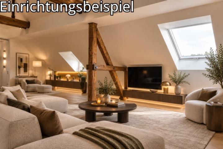 Luxuriöses Dachgeschoss-Wohnzimmer im skandinavischen Stil