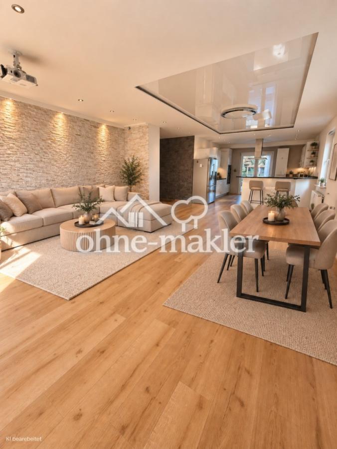 Wohnzimmer zur Küche mit Möbel