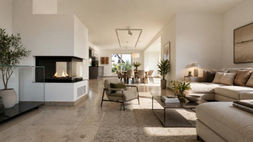 Wohnzimmer mit Kamin Ki bearbeitet