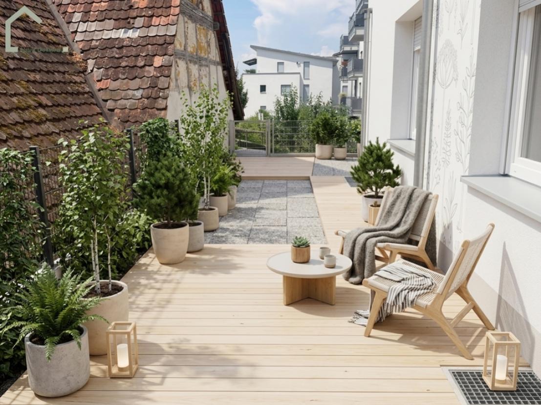 Terrasse Virtuell bearbeitet (KI-generiert) - Wohnung wird unmöbliert übergeben