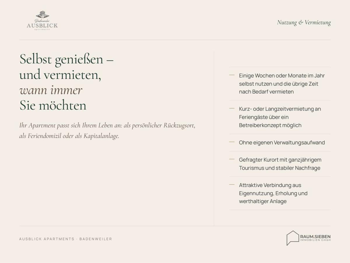 Die Nutzung & Vermietung