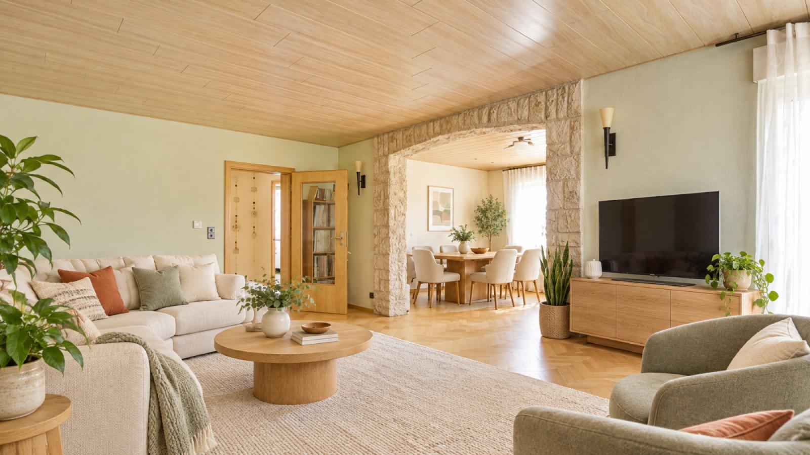 Wohnzimmer mit KI möbliert