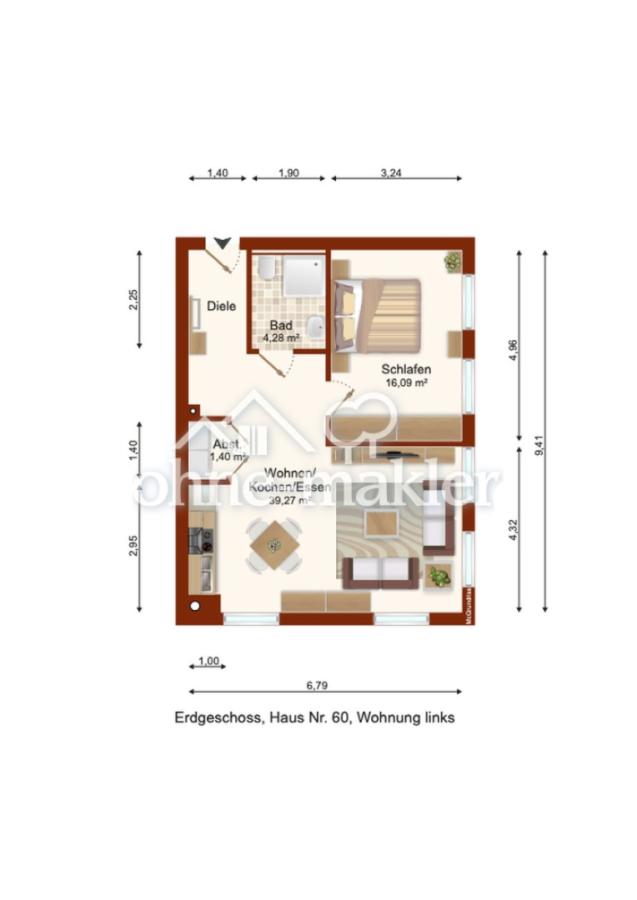 Grundriss, EG links, Haus 60