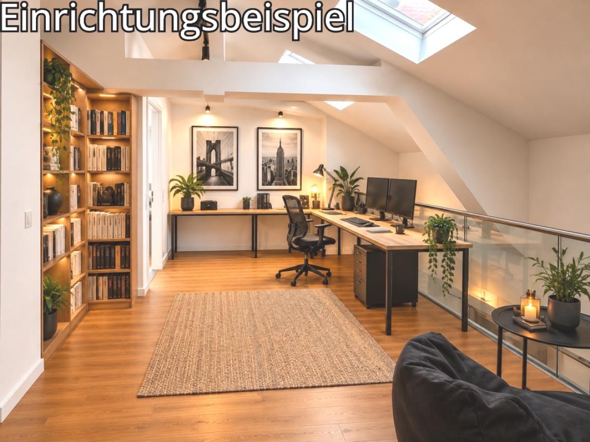 Stilvolles Loft-Arbeitszimmer mit Pflanzen