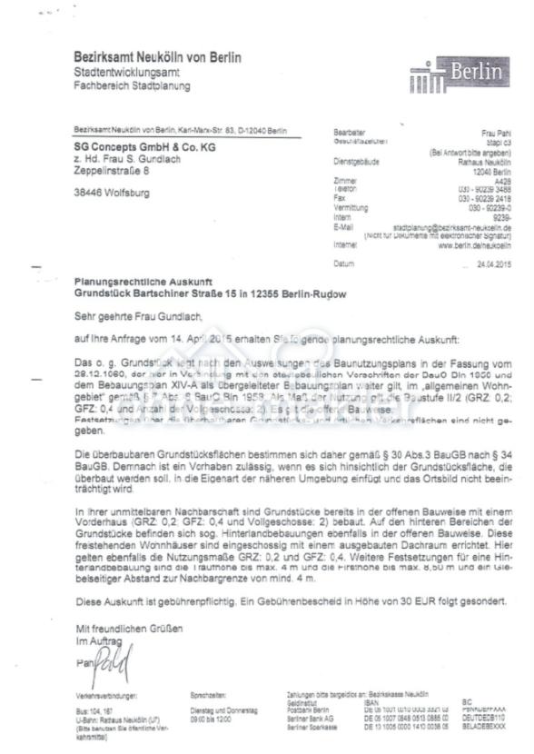 Planungsrechtliche Auskunft