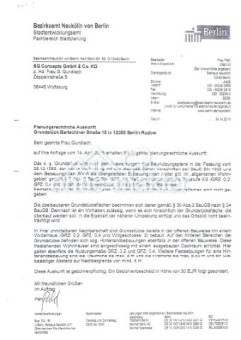Planungsrechtliche Auskunft