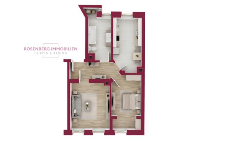 Immobilie in Leipzig zu verkaufen_Rosenberg Immobilien_2-Raum_Grundriss