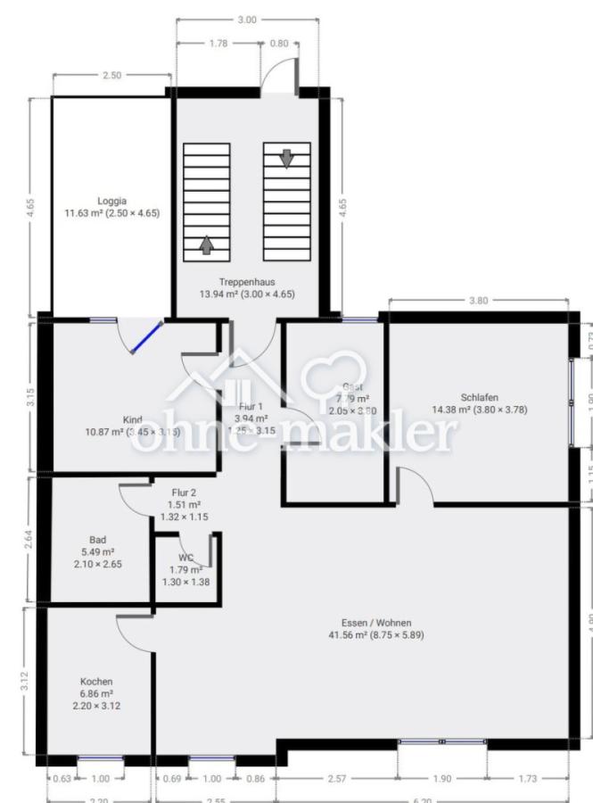 Grundriss 4 ZI 1.OG - 100m2