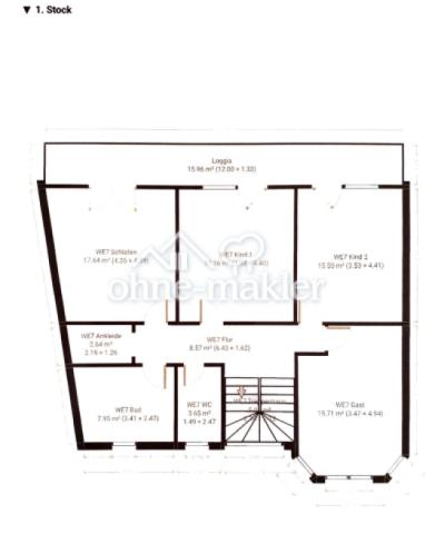Grundriss 7ZI 1.OG - 196m2