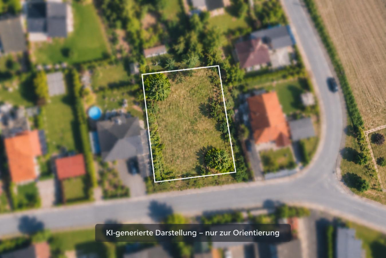 Luftbild eines markierten Grundstücks