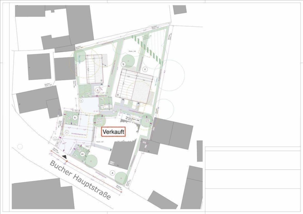 Lageplan: Teilung in 677 m² und 434 m²