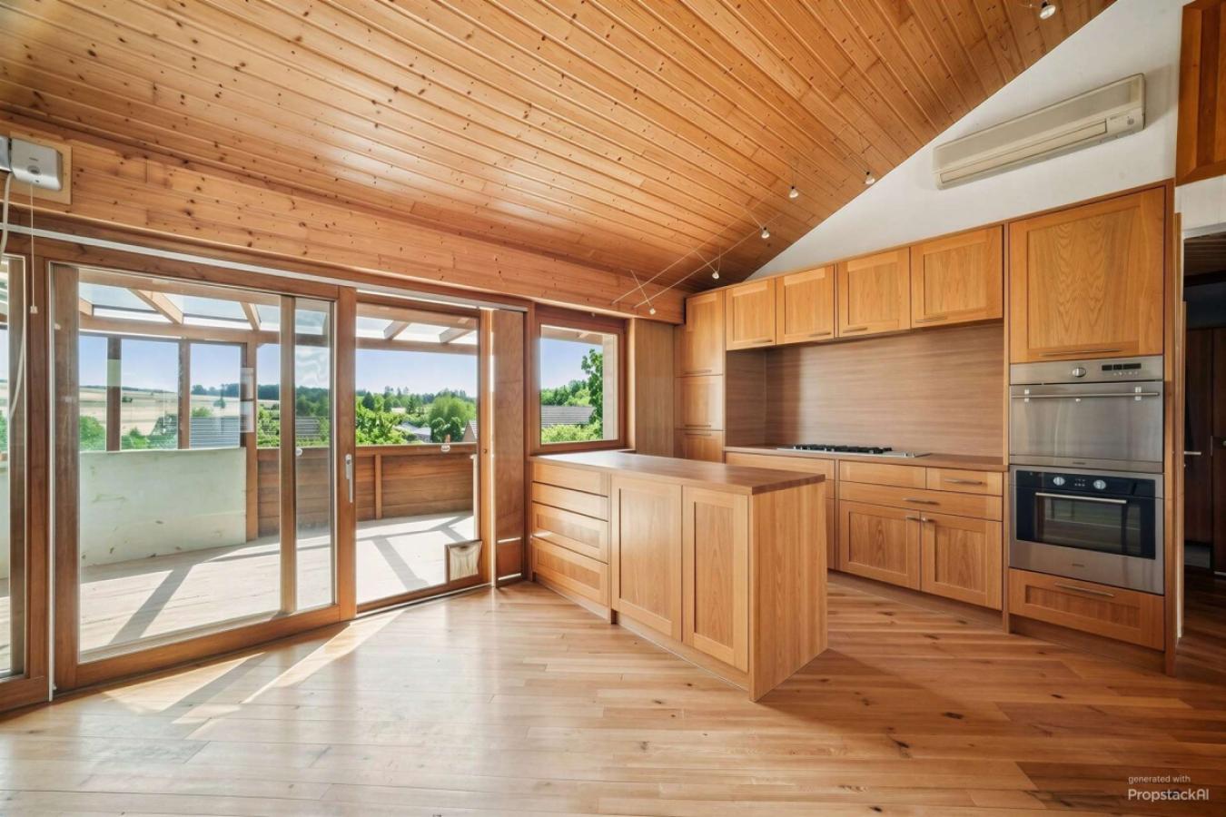 [KI] Küche, Essbereich, Blick auf Balkon