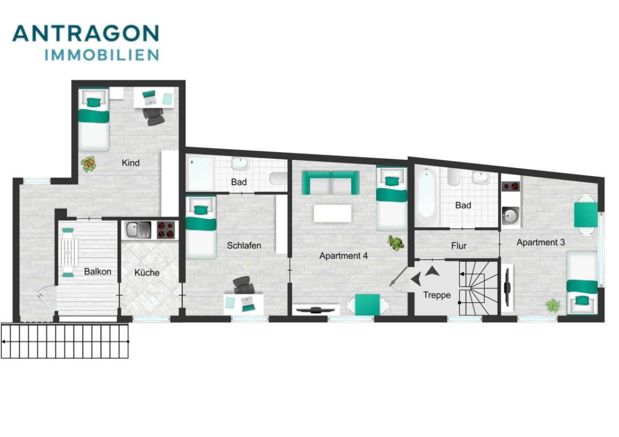 Grundriss Apartmenthaus 1. OG