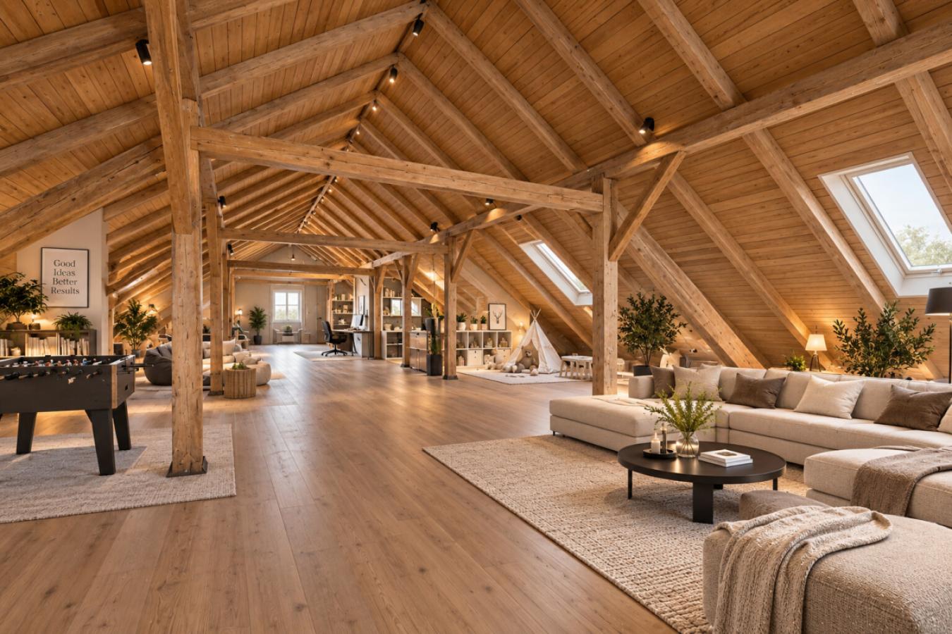 Möglicher Studio- und Loungebereich (KI-generiertes Einrichtungs- und Nutzungsbeispiel)