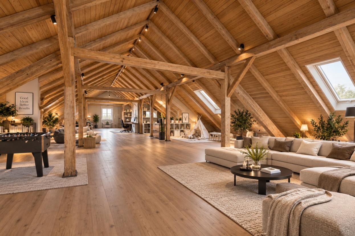 Möglicher Studio- und Loungebereich (KI-generiertes Einrichtungs- und Nutzungsbeispiel)