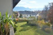 Blick auf Garten und Berge