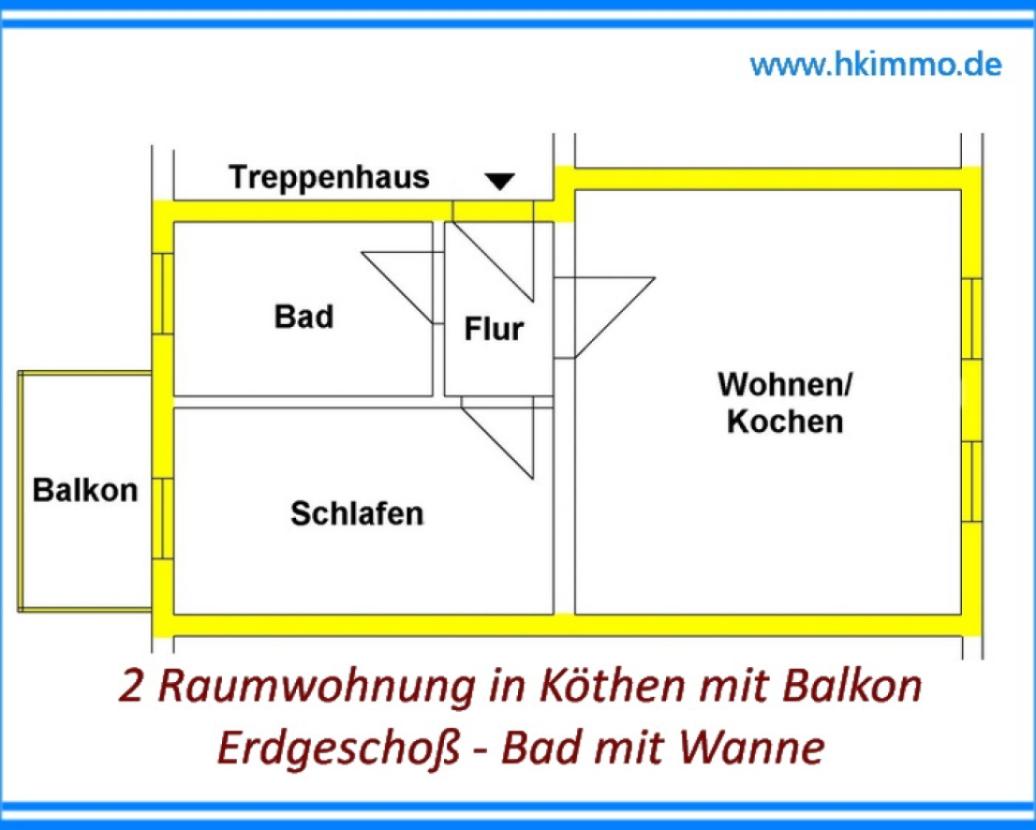 2-Raumwohnung in Köthen - Grundriss