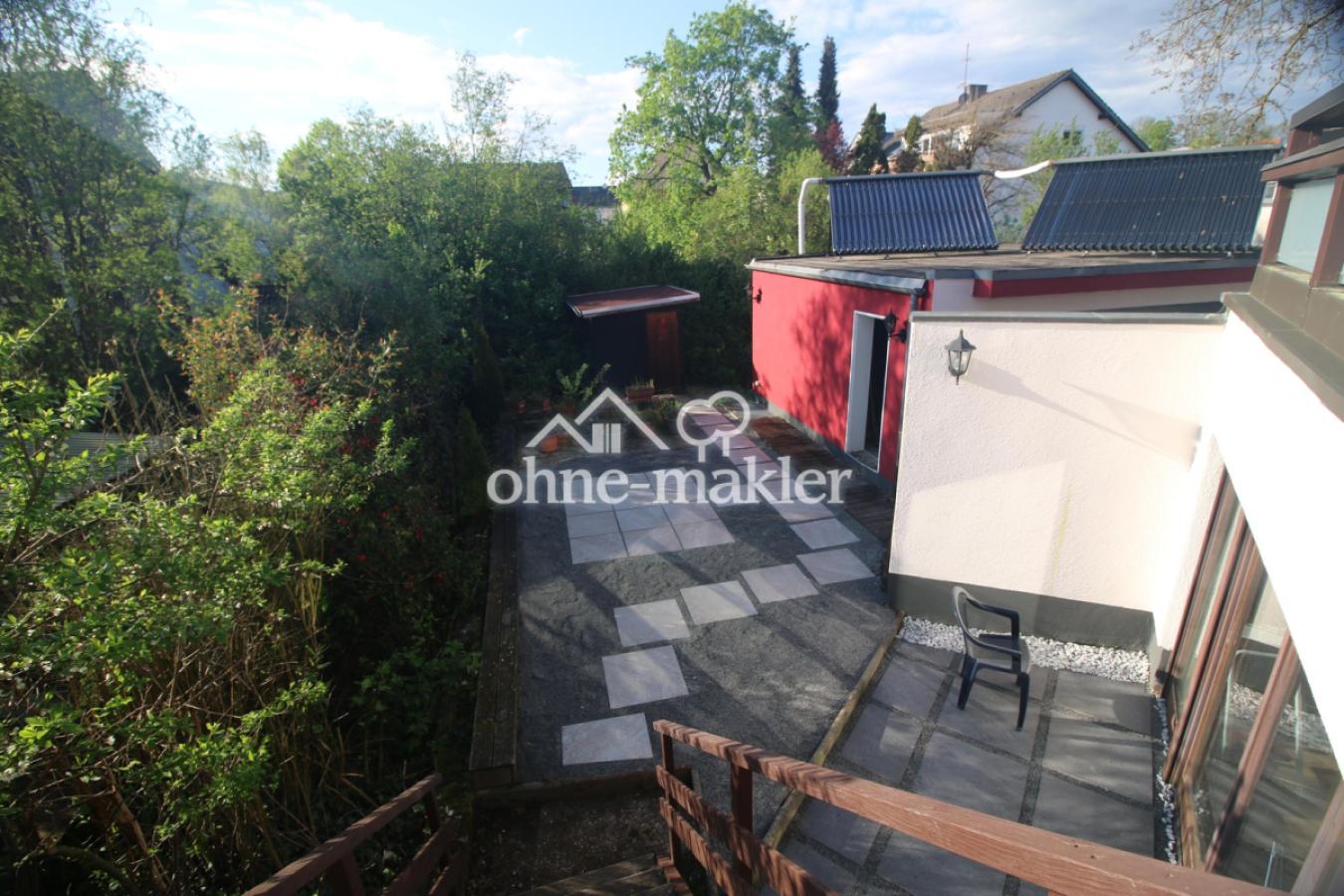 Ansicht Garten/Deck von oben