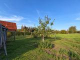 Aufgeräumter Garten mit verwittertem Schuppen