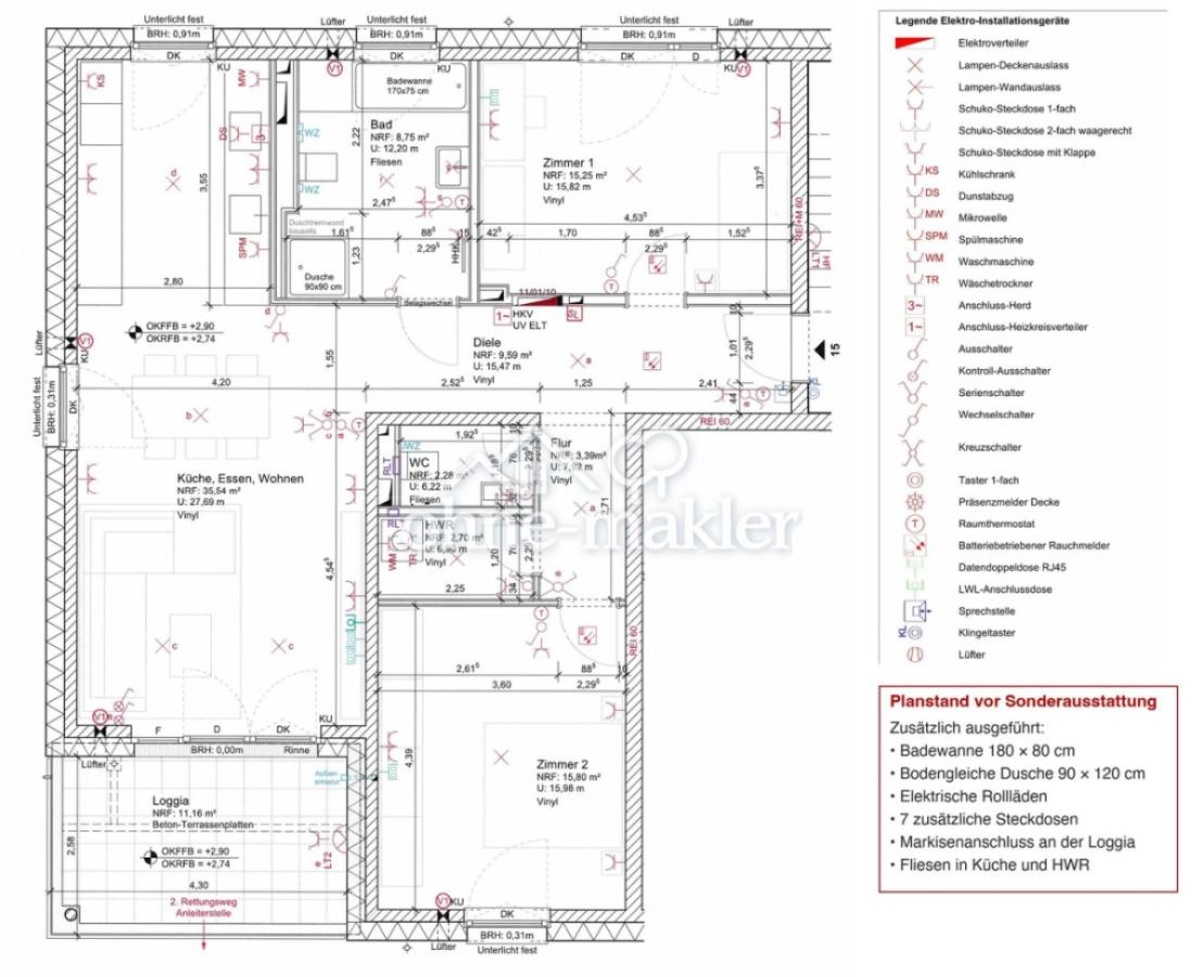 Grundriss mit Elektroplanung