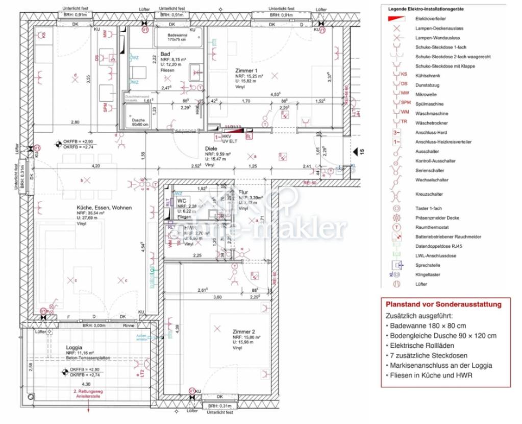 Grundriss mit Elektroplanung