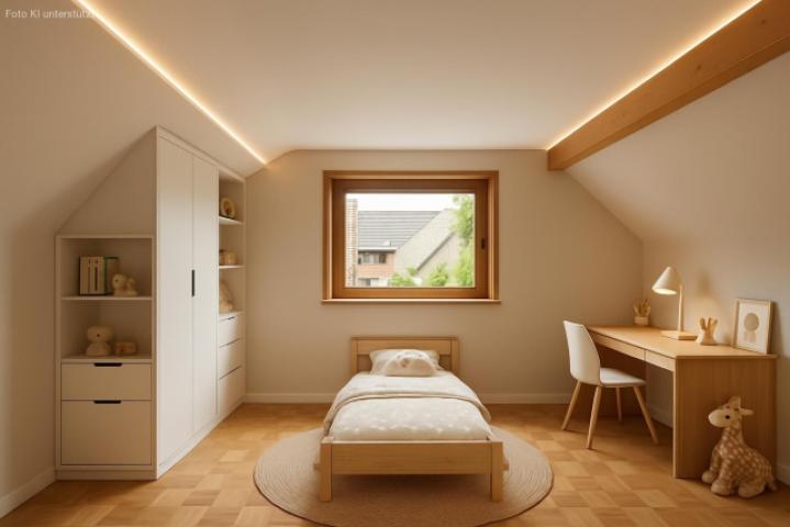 Giebelzimmer im DG  (Gestaltungsvorschlag KI-generiert)