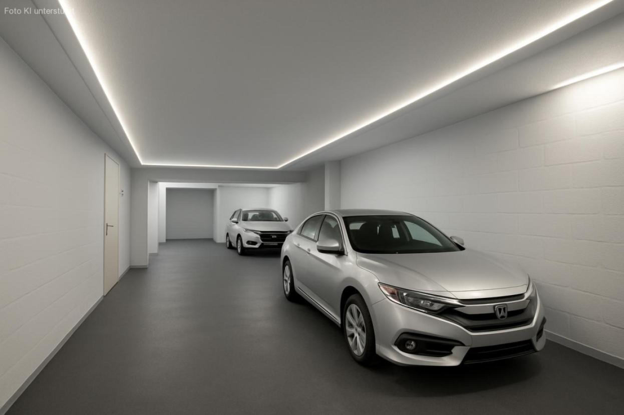 Tiefgarage für zwei PKW  (Gestaltungsvorschlag KI-generiert)