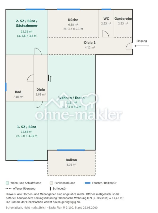 Grundriss - 87,43 qm