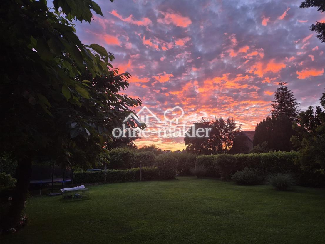 Garten bei Sonnenuntergang