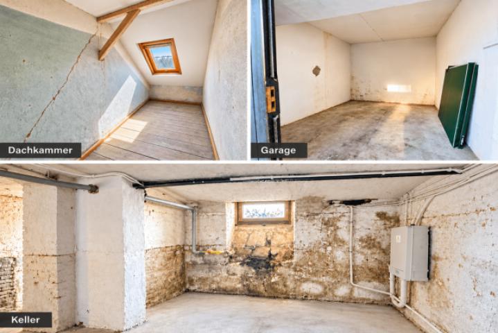 Dachkammer, Garage und Keller