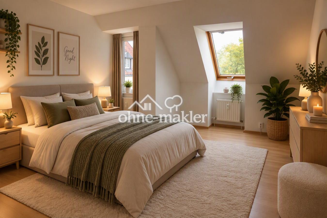 Schlafzimmer, KI bearbeitet