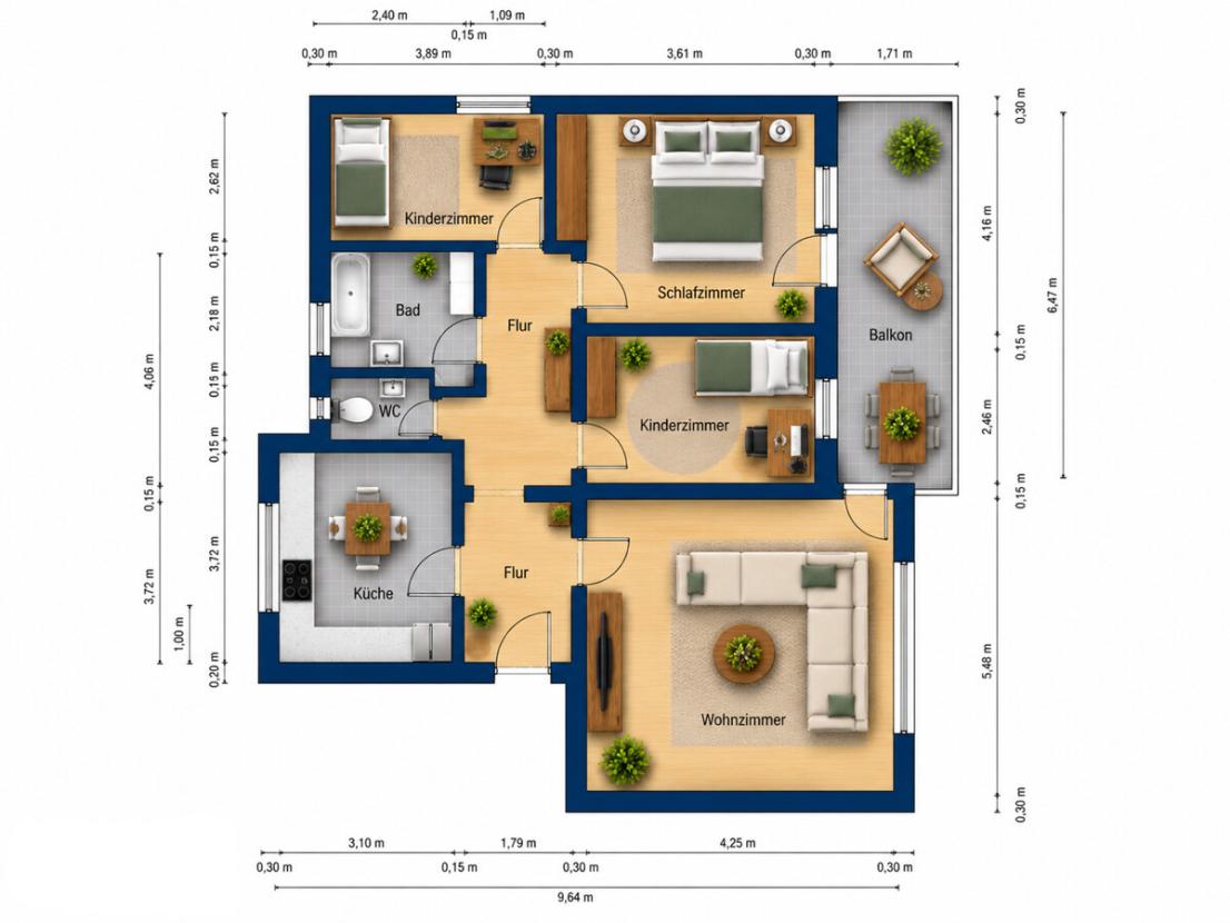 KIC Immobilien Wohnungsgrundriss mit Balkon