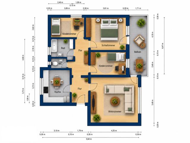 KIC Immobilien Wohnungsgrundriss mit Balkon