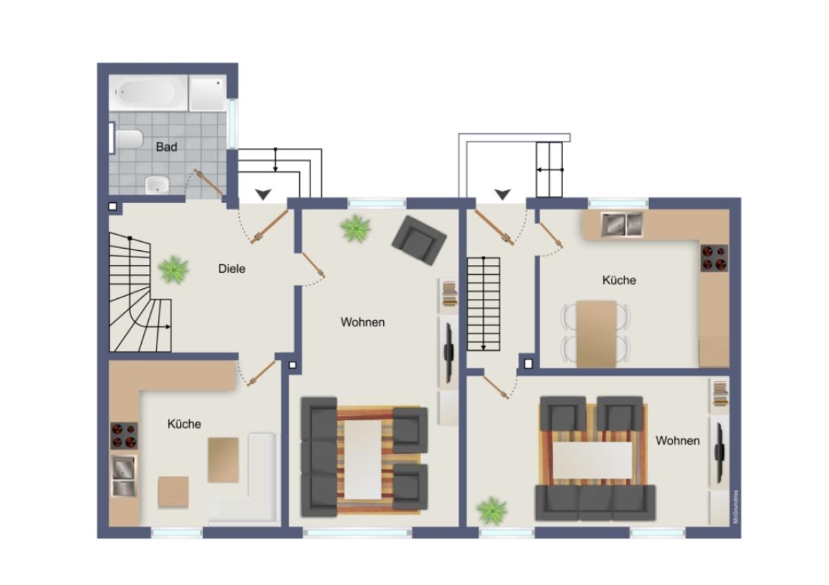 Grundriss EG (beide Wg)