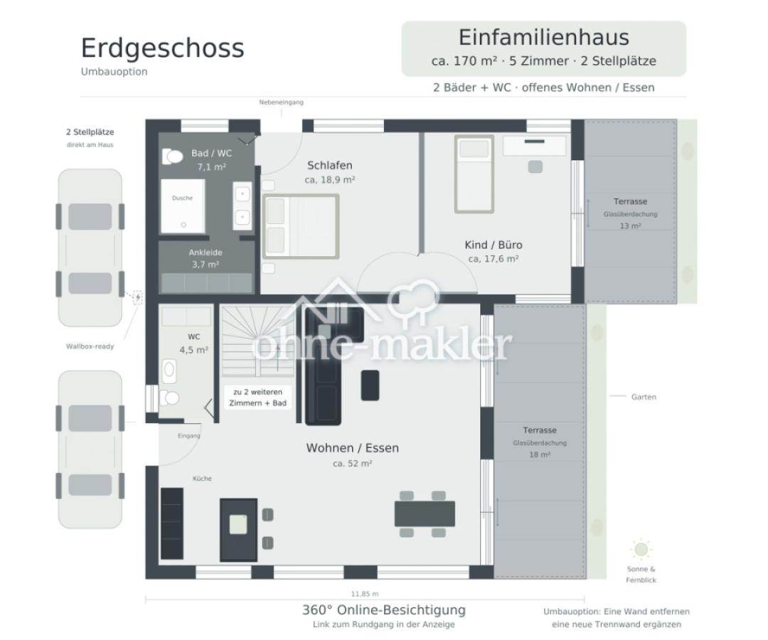 Grundriss EG: 5-Zimmer-Option