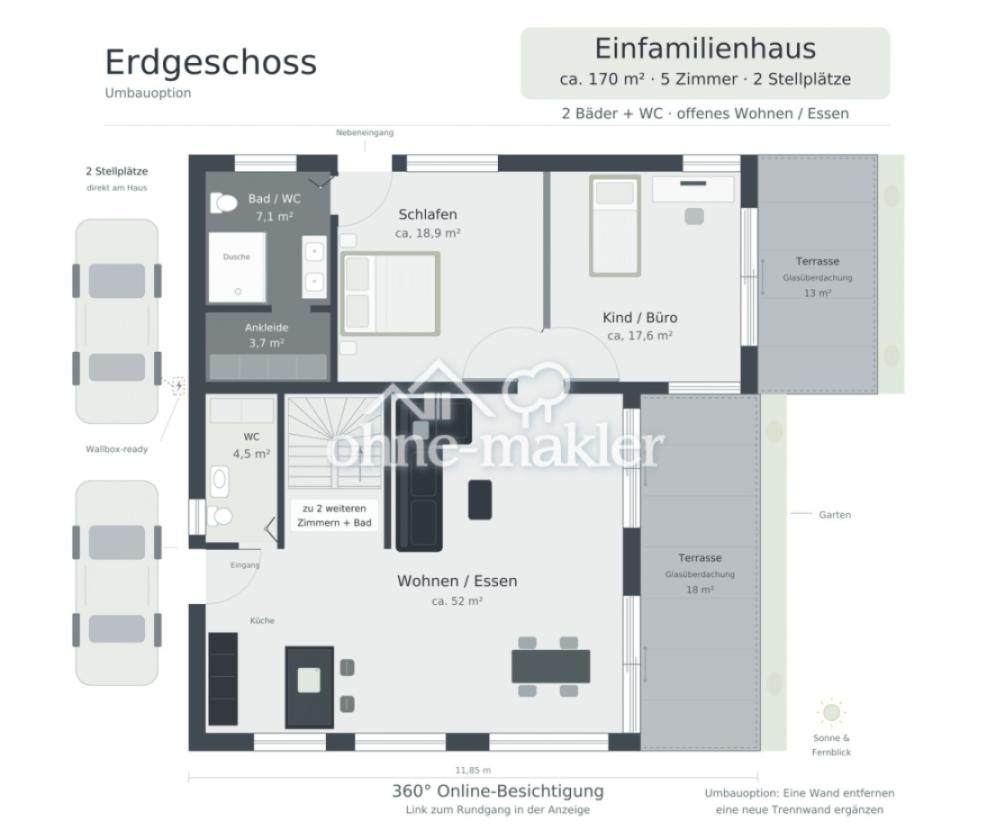 Grundriss EG: 5-Zimmer-Option