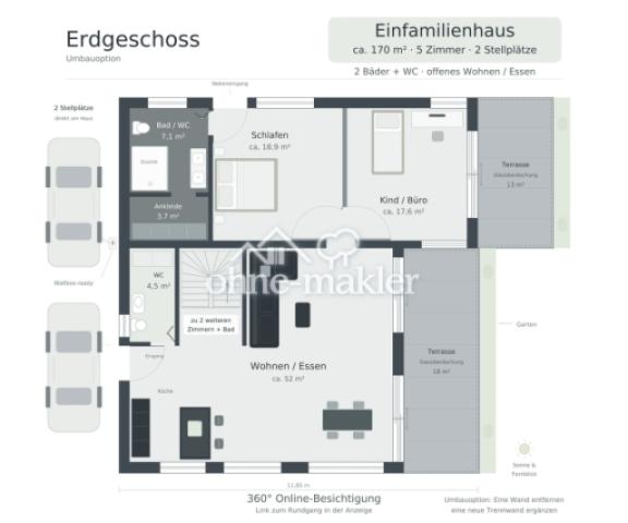 Grundriss EG: 5-Zimmer-Option