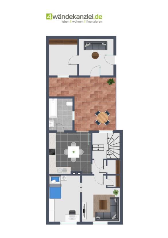 Grundriss Wohnung und Nebengebäude oben