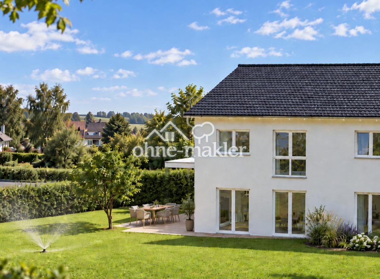 Blick Gartenseite Doppelhaus
