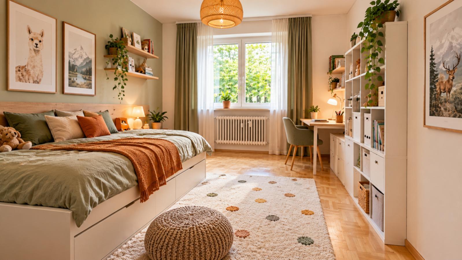 Kinderzimmer mit KI möbliert