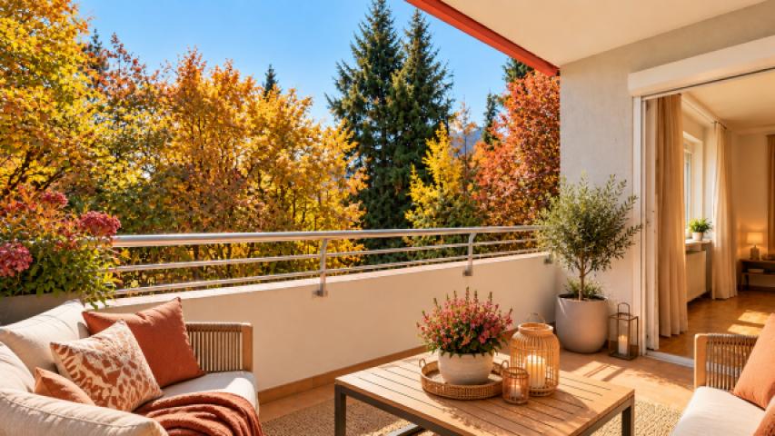Balkon mit KI möbliert