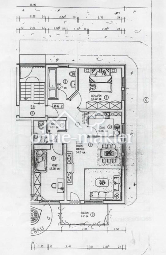 Grundriss aus dem Bauplan